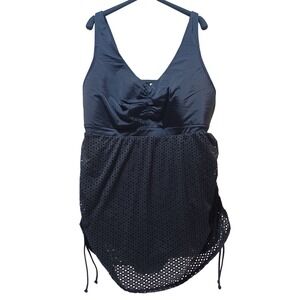 Cacique Womens NWT Plus Size 22 Black Swim Suit‎ Dress Skirt Beach Pool Resort